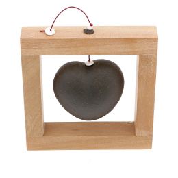 Modern Love Heart - Handmade Ceramic & Wood Frame Art Decor - Black - Small 6.3x6.3'' (16x16cm)