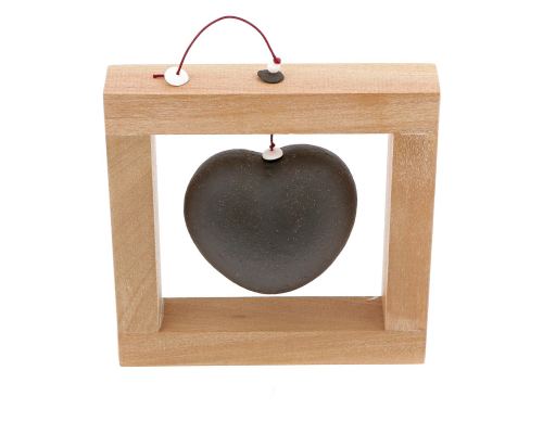 Modern Love Heart - Handmade Ceramic & Wood Frame Art Decor - Black - Small 6.3x6.3'' (16x16cm)