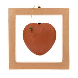 Modern Love Heart - Handmade Ceramic & Wood - Framed Art Decor - Red - Small 6.3x6.3'' (16x16cm)