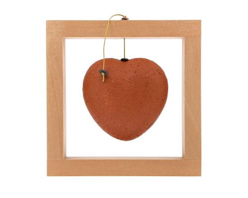 Modern Love Heart - Handmade Ceramic & Wood - Framed Art Decor - Red - Small 6.3x6.3'' (16x16cm)