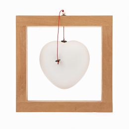 Modern Love Heart - Handmade Ceramic & Wood - Framed Art Decor - White - Large 8x8'' (20x20cm)