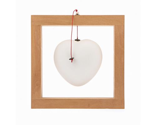 Modern Love Heart - Handmade Ceramic & Wood - Framed Art Decor - White - Large 8x8'' (20x20cm)