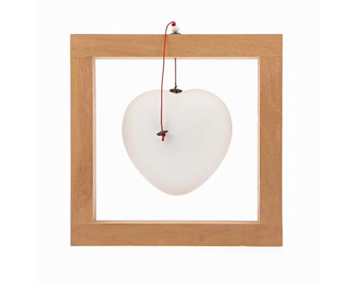 Modern Love Heart - Handmade Ceramic & Wood - Framed Art Decor - White - Large 8x8'' (20x20cm)