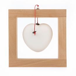 Modern Love Heart - Handmade Ceramic & Wood - Framed Art Decor - White - Small 6.3x6.3'' (16x16cm)