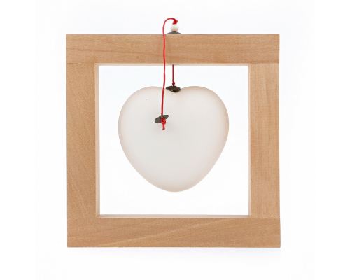 Modern Love Heart - Handmade Ceramic & Wood - Framed Art Decor - White - Small 6.3x6.3'' (16x16cm)