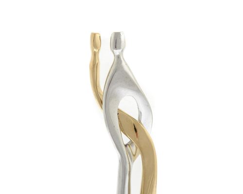 Couple's Figurine - Modern Bronze & Aluminum Sculpture - Handmade Table Decor - Gold Silver 20cm (7.9")