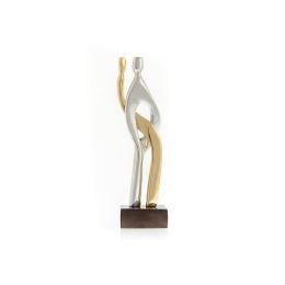 Couple's Figurine - Modern Bronze & Aluminum Sculpture - Handmade Table Decor - Gold Silver 20cm (7.9")