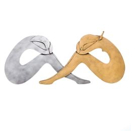 Couple's Figures - Modern Handmade Metal Wall Hanging Art Decor - Facing Each Other Style, 19" (48cm)