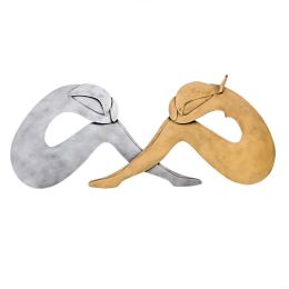 Couple's Figures - Modern Handmade Metal Wall Hanging Art Decor - Facing Each Other Style, 19" (48cm)