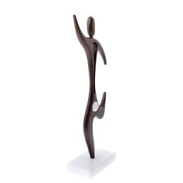 Dancing Male Figure Modern Sculpture - Handmade Iron & Marble Table Art Decor - 19" (48cm)