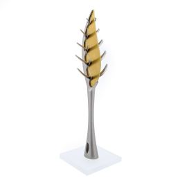 Tree Modern Sculpture - Handmade Stainless Steel & Bronze Art Table Decor - Tall Creation, 23.4" (59.5cm)