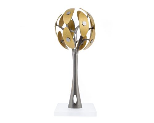 Tree Modern Sculpture - Handmade Stainless Steel & Bronze Art Table Decor - Tall Creation, 18.9" (48cm)