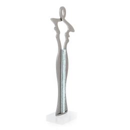 Woman Figure Modern Sculpture - Handmade Stainless Steel & Glass Table Art Decor - 13.2" (33.5cm)
