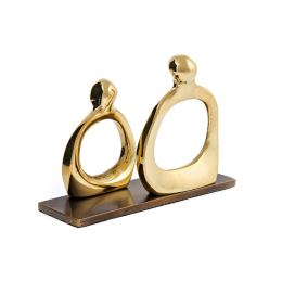 Business Card Holder - Handmade Solid Metal Desk Accessory - Figures Design, Gold