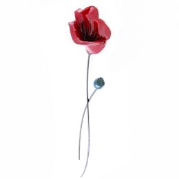 Poppy Flower - Modern Ceramic & Metal Wall Art Decor Sculpture - Unframed 37" (95cm)