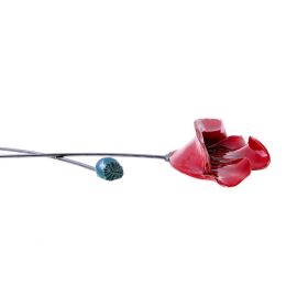 Poppy Flower - Modern Ceramic & Metal Wall Art Decor Sculpture - Unframed 37" (95cm)