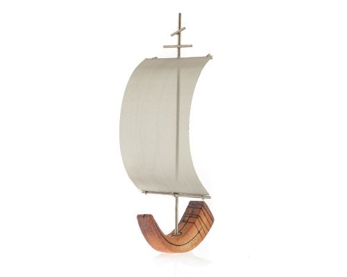 Modern Sail Boat Sculpture, Handmade Ceramic & Metal Art Decor Accessory 15" (37cm)