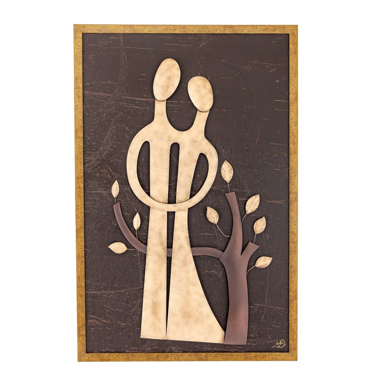 Couple & Tree of Life, Modern Metal Framed Wall Artwork Handmade, 35