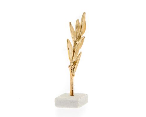 Olive Branch Metal Sculpture - Handmade Bronze Metal Table Ornament