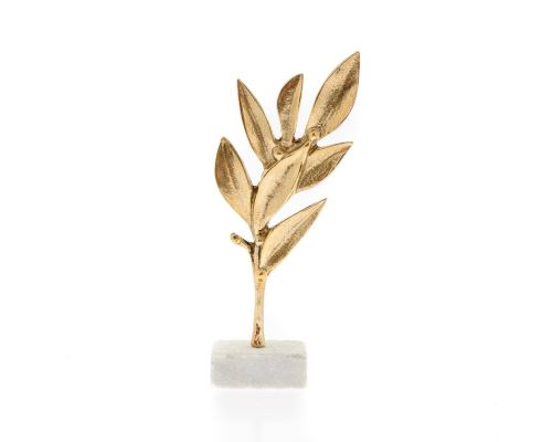 Olive Branch Metal Sculpture - Handmade Bronze Metal Table Ornament