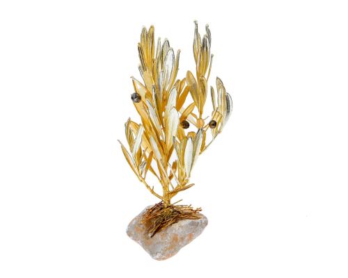 Olive Branch - Real Natural Plant & Olives - 24k Gold & 925 Sterling Sliver Plated - Handmade Decor Ornament, 20cm (7.9")