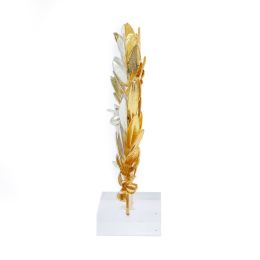 Olive Wreath - Real Natural Plant - Handmade 24 Karat Gold & 925 Sterling Silver Plated on Plexiglass - Decor Ornament - 16cm (6.3")
