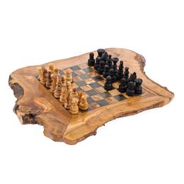 Olive Wood, Chess Set - Handmade, Rustic Style, Large 18''x18" (46x46cm) 