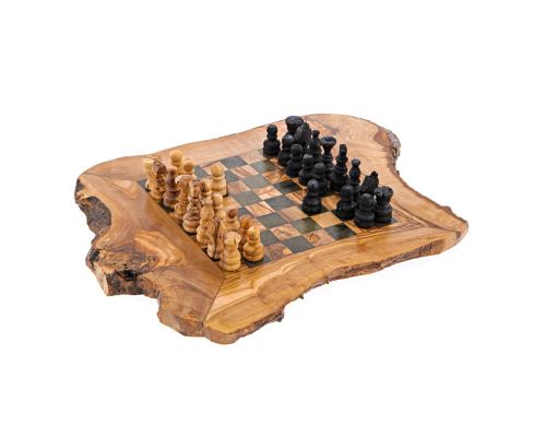 Olive Wood, Chess Set - Handmade, Rustic Style, Large 18''x18" (46x46cm) 