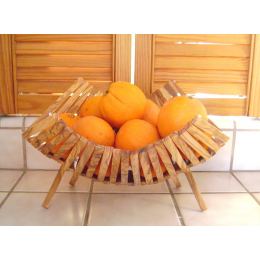 Olive Wood Fruit Basket - Handmade Folding Basket, 11" (29cm)