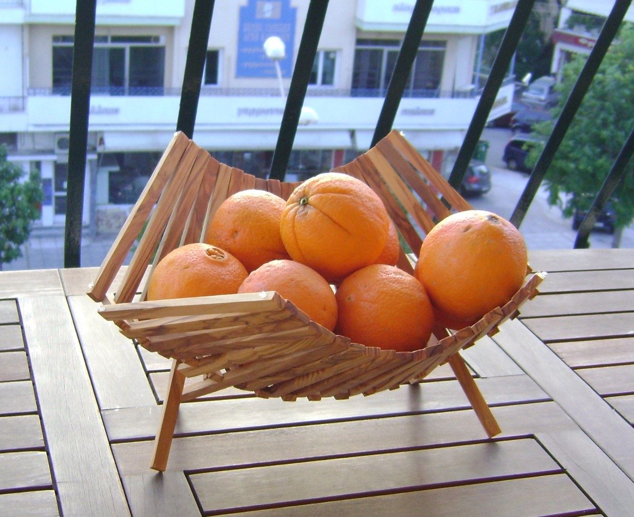 Olive Wood Fruit Basket Handmade Folding Basket, 11" (29cm)