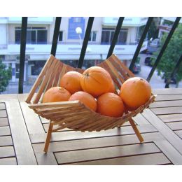 Olive Wood Fruit Basket - Handmade Folding Basket, 11" (29cm)