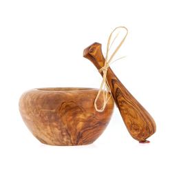 Olive Wood Mortar and Pestle or Crusher - Handmade Kitchen Tool - Small 4.7" (12cm)