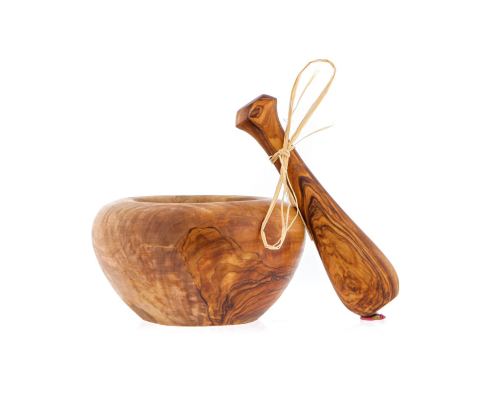 Olive Wood Mortar and Pestle or Crusher - Handmade Kitchen Tool - Small 4.7" (12cm)