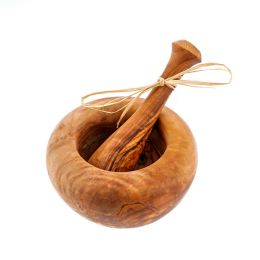 Olive Wood Mortar and Pestle or Crusher - Handmade Kitchen Tool - Small 4.7" (12cm)