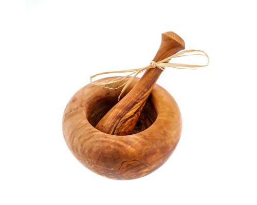 Olive Wood Mortar and Pestle or Crusher - Handmade Kitchen Tool - Small 4.7" (12cm)