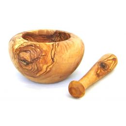 Olive Wood Mortar and Pestle or Crusher - Handmade Kitchen Tool - Medium 6.3" (16cm)