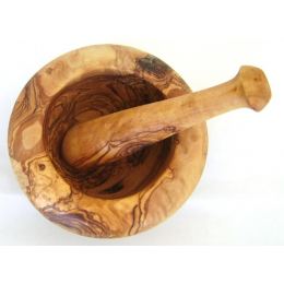 Olive Wood Mortar and Pestle or Crusher - Handmade Kitchen Tool - Medium 6.3" (16cm)