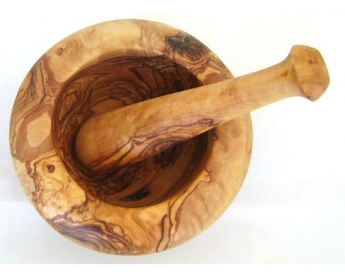 Olive Wood Mortar and Pestle or Crusher - Handmade Kitchen Tool - Medium 6.3" (16cm)