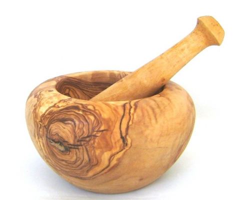 Olive Wood Mortar and Pestle or Crusher - Handmade Kitchen Tool - Medium 6.3" (16cm)