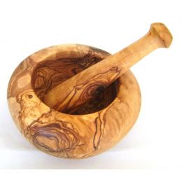 Olive Wood Mortar and Pestle or Crusher - Handmade Kitchen Tool - Medium 6.3" (16cm)