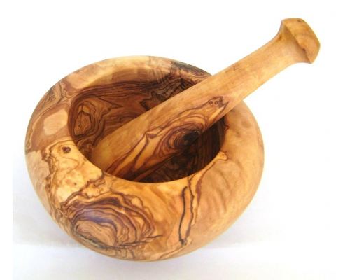 Olive Wood Mortar and Pestle or Crusher - Handmade Kitchen Tool - Medium 6.3" (16cm)