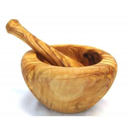 Olive Wood Mortar and Pestle or Crusher - Handmade Kitchen Tool - Large 7" (18cm) 