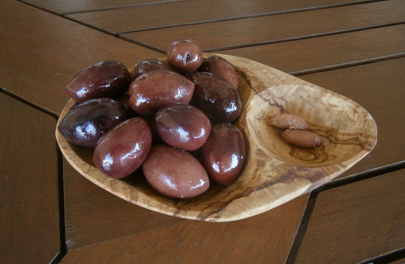Olive Wood Serving Dish for Olives With Olive Fork Handmade Sectioned