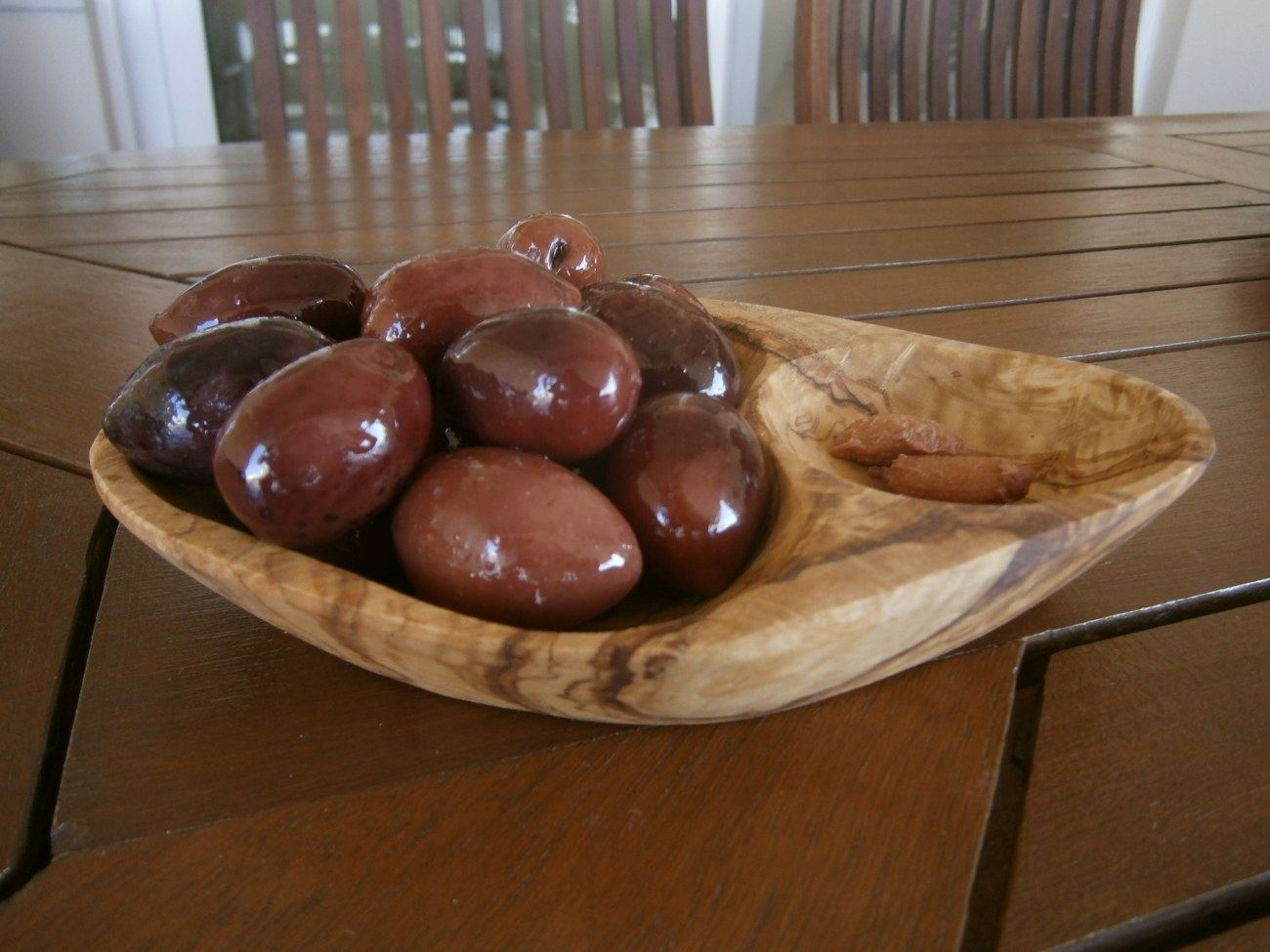 Olive Wood Serving Dish for Olives With Olive Fork Handmade Sectioned
