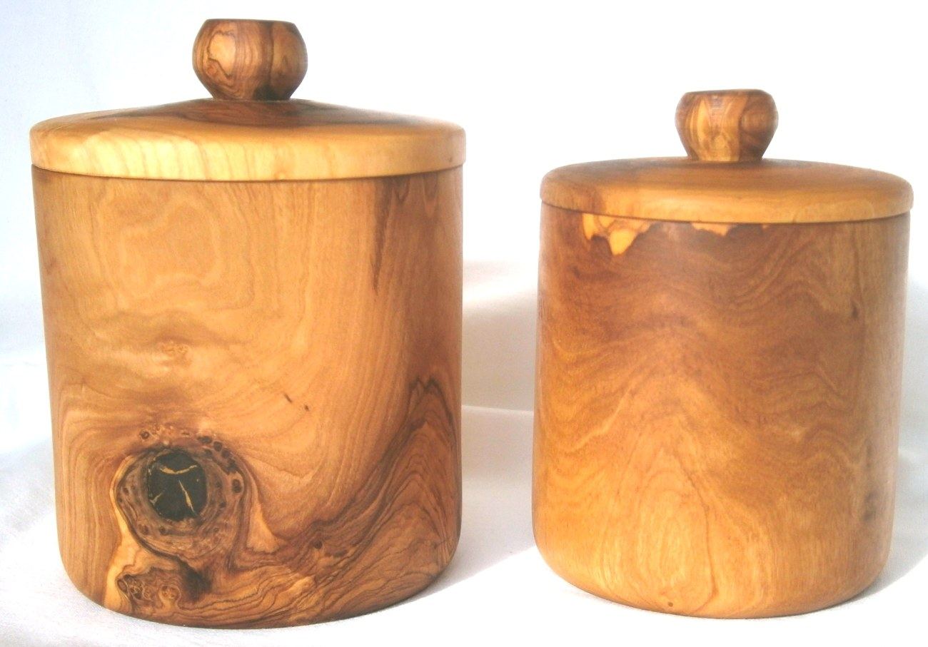 Olive Wood Coffee Sugar Containers Set Of 2 Handmade Set