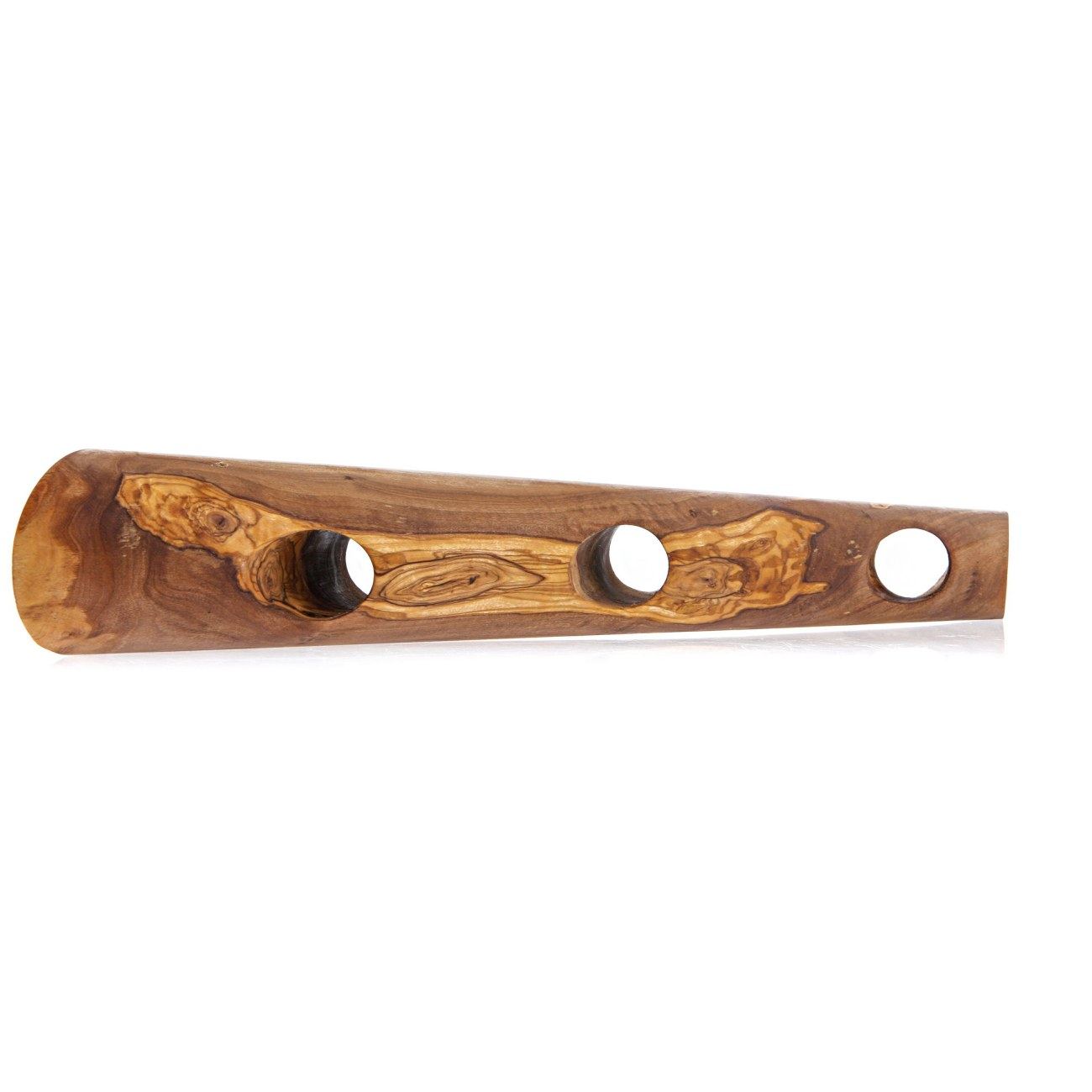 Olive Wood Wine Bottle Rack Handmade Free Standing Bottle Holder 3 Sockets 19.3 49cm