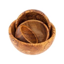 Olive Wood Bowl Set of 4 - Handmade Wooden Serving Bowls