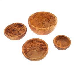 Olive Wood Bowl Set of 4 - Handmade Wooden Serving Bowls