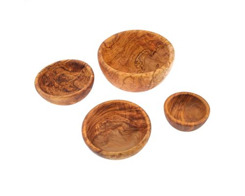 Olive Wood Bowl Set of 4 - Handmade Wooden Serving Bowls