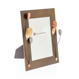 Picture Frame, Balloons Design - Handmade Metal Brown Photo Holder - Small 4'' x 6'